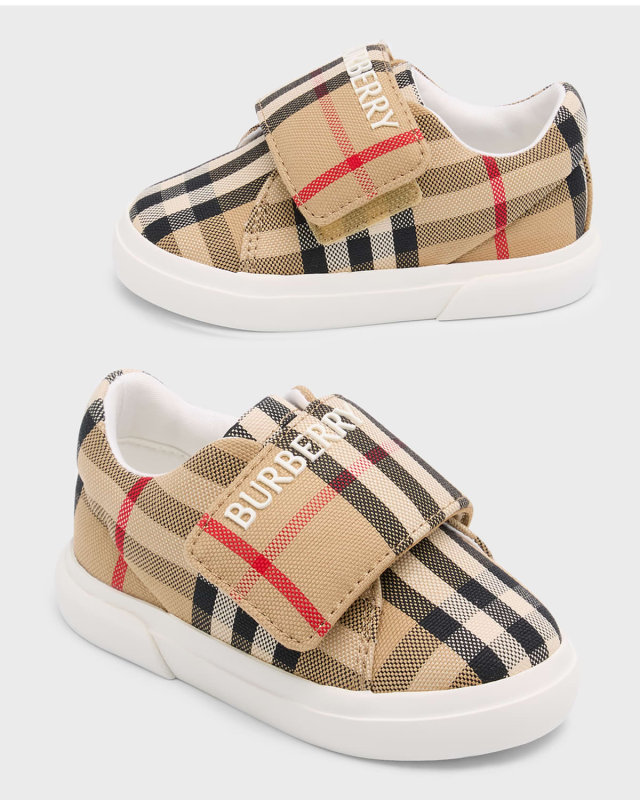 Kid's James Check-Print Sneakers, Baby